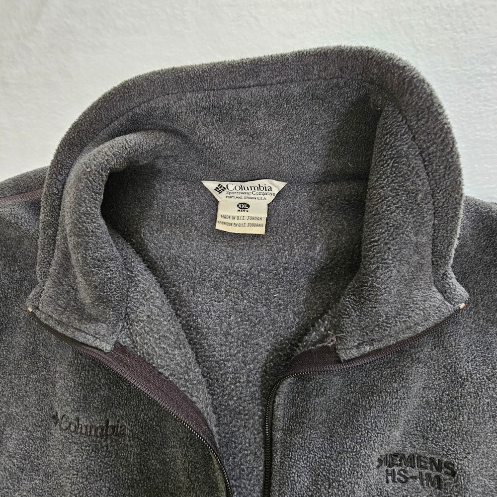 Columbia Mens XXL Gray Fleece Full Zip Vest Siemens HS-IM Embroidery Charcoal - Picture 2 of 10
